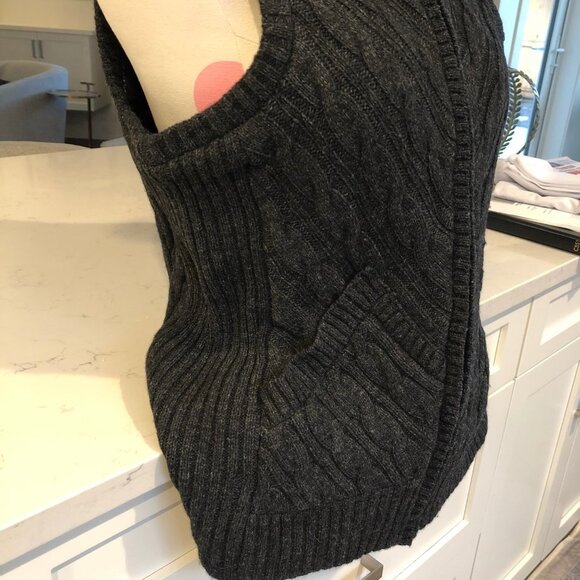 Eddie Bauer Seattle Full Zip Cable Knit Wool Blend Insulated Vest Charcoal Sz M - Picture 4 of 12
